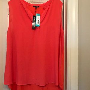 Papermoon-Fayette Mixed Material Blouse, Size 2X, Pink